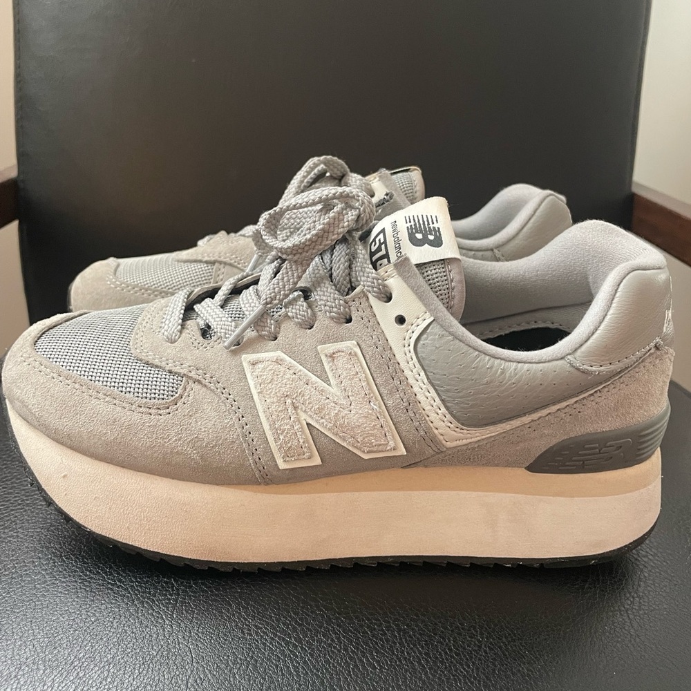 Grey New Balance 574 Platform Sneakers
